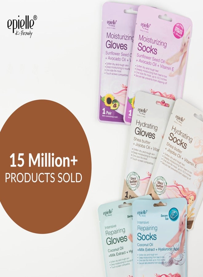 Epielle Hydrating Hand & Foot Masks, Relieve and Soften for Dry, Overworked Skin, Self Care Gifts for Women, Spa Kit, Stocking Stuffers, 6 Moisturizing Gloves & 6 Moisturizing Socks - Image 2